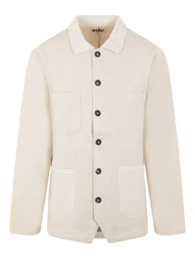 Kartik Research Kantha-embroidered Crochet-collar Jacket In Neutral