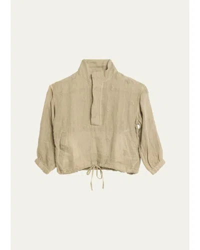 Kartik Research Kaza Paisley-embroidered Linen Jacket In Linen Beige