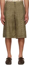 Kartik Research Khaki Big Shorts In Olive