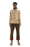 Kartik Research Leaf Print Weighted Padded Overshirt In Bronze/black