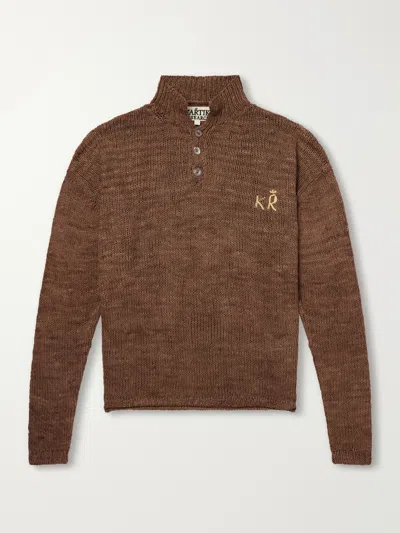 Kartik Research Logo-embroidered Silk Polo Sweater In Brown