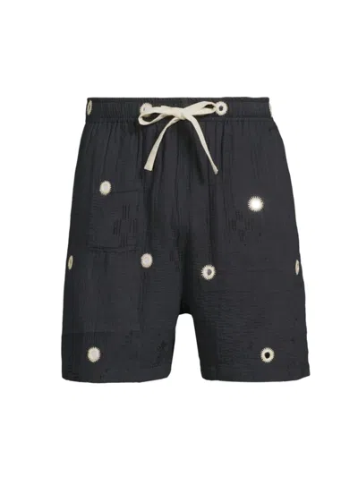 Kartik Research Men's Mirror-embroidered Cotton Shorts In Black