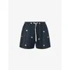 Kartik Research Straight-leg Embellished Kantha Cotton Drawstring Shorts In Black/white