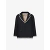 Kartik Research Unstructured Embroidered Linen Blazer In Black/white