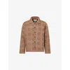Kartik Research Mens  Graphic-print Cropped Cotton Quilted Jacket In Brown/black
