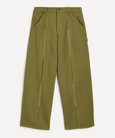 Kartik Research Mens Embroidered Shaanti Trousers In Green