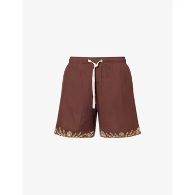 Kartik Research Mens  Floral Embroidered Cotton Shorts