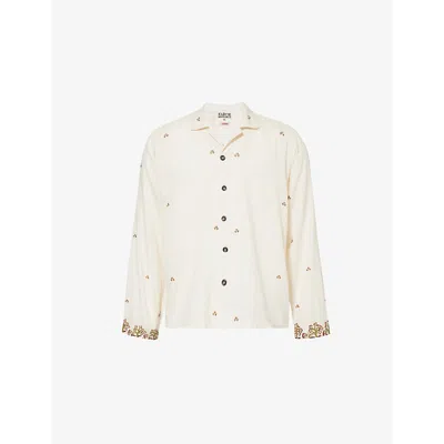 Kartik Research Mens  X Baracuta Camp-collar Relaxed-fit Cotton Shirt In Cream