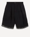Kartik Research Mens Linen Pleated Shorts In Black