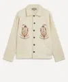 Kartik Research Mens Paisley Embroidered Cropped Jacket In Neutral