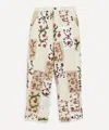 Kartik Research Mens Patchwork Chintz Embroidered Trousers In White
