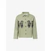 Kartik Research Embellished Linen Overshirt In Pista/black/grey