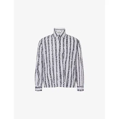 Kartik Research Mens  Shibori Patch-pocket Cotton Shirt In Slate/black