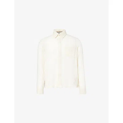 Kartik Research Mens Semi-sheer Boxy-fit Cotton Shirt White