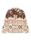 Kartik Research Embroidered Quilted Patchwork Cotton Jacket In Braun