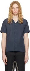 Kartik Research Navy Mirror Camp Shirt In Navy