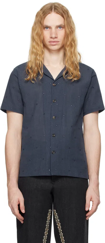 Kartik Research Navy Mirror Camp Shirt