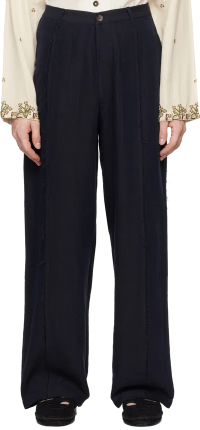 Kartik Research Navy Raw Seam Trousers