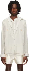 Kartik Research Embellished Striped Cotton-voile Shirt In Ecru/indigo