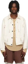 Kartik Research Embellished Embroidered Cotton-twill Jacket In Ecru/white