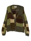 Kartik Research Patchwork Button Cardigan In Green