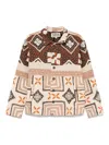 Kartik Research Embroidered Quilted Patchwork Cotton Jacket In Brown