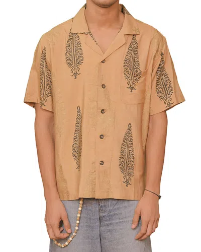 Kartik Research Printed Silk Camp Shirt In Brown