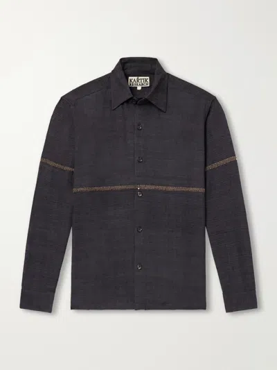 Kartik Research Rabari Embroidered Cotton Shirt In Blue