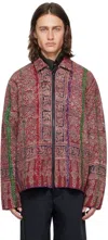 Kartik Research Red & Beige Embroidered Jacket In Madder/black/white