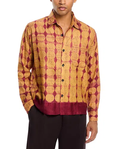 Kartik Research Shibori Silk Printed Shirt In Brown