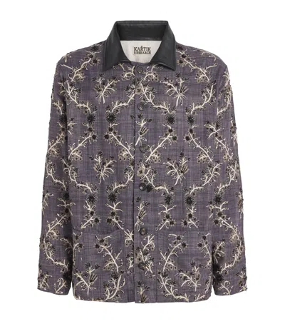 Kartik Research Silk Embellished Chintz Jacket In Gray