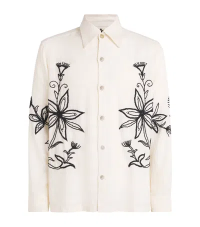 Kartik Research Silk Embroidered Shirt In White