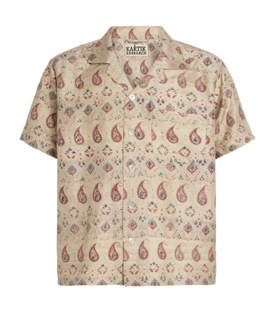 Kartik Research Silk Printed Short-sleeve Shirt In Ivory
