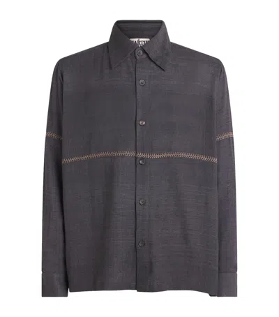 Kartik Research Silk Rabari Shirt In Blue