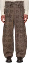 Kartik Research Ssense Exclusive Brown Blockprint Kantha Trousers In Brown/black
