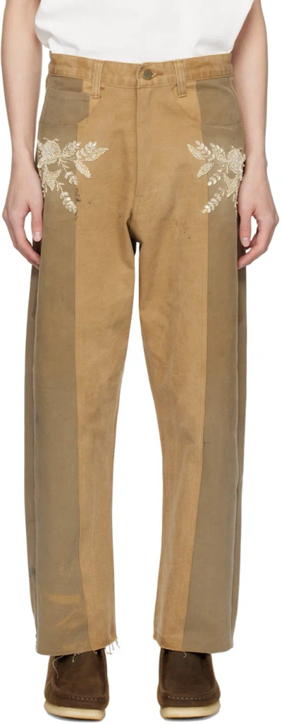 Kartik Research Ssense Exclusive Tan Trousers In Beige/gold