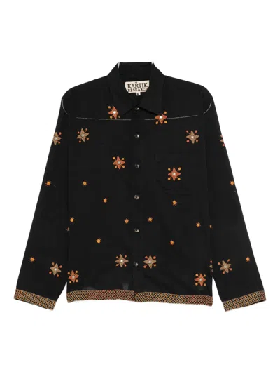 Kartik Research Star-embroidered Shirt In Black