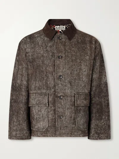 Kartik Research Suede-trimmed Yak And Silk-blend Twill Jacket In Brown