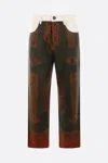 Kartik Research Printed Trousers In Ecru+emerald+orange