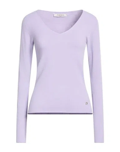 Kartika Knit Woman Sweater Lilac Size L Viscose, Polyamide In Purple