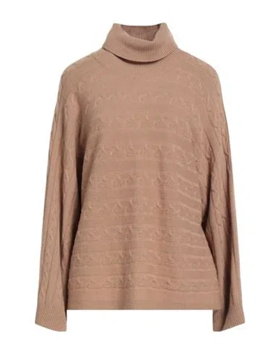 Kartika Knit Woman Turtleneck Sand Size M/l Wool, Viscose, Polyamide, Cashmere