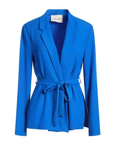 Kartika Woman Blazer Blue Size 12 Polyester, Elastane