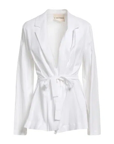 Kartika Woman Blazer White Size 4 Linen, Viscose