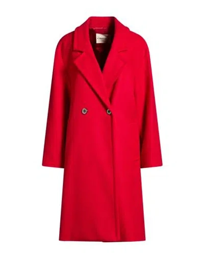 Kartika Woman Coat Red Size 6 Polyester, Acrylic, Wool