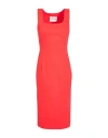 Kartika Woman Midi Dress Tomato Red Size 6 Viscose, Polyamide, Elastane In Orange