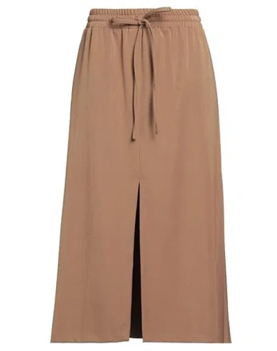 Kartika Woman Midi Skirt Camel Size 10 Polyester, Viscose, Elastane