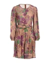 Kartika Woman Short Dress Camel Size 6 Polyester In Beige