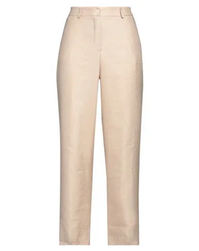 Kartika Woman Pants Beige Size 6 Linen, Viscose, Polyester In Sand