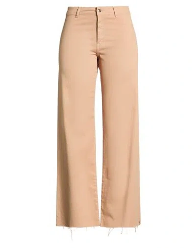Kartika Woman Pants Camel Size 14 Cotton, Elastane In Animal Print