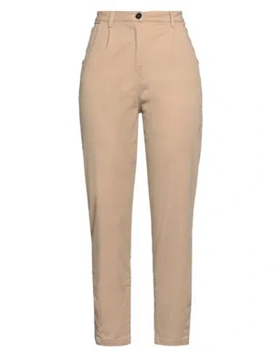 Kartika Woman Pants Camel Size 10 Cotton, Elastane In Beige
